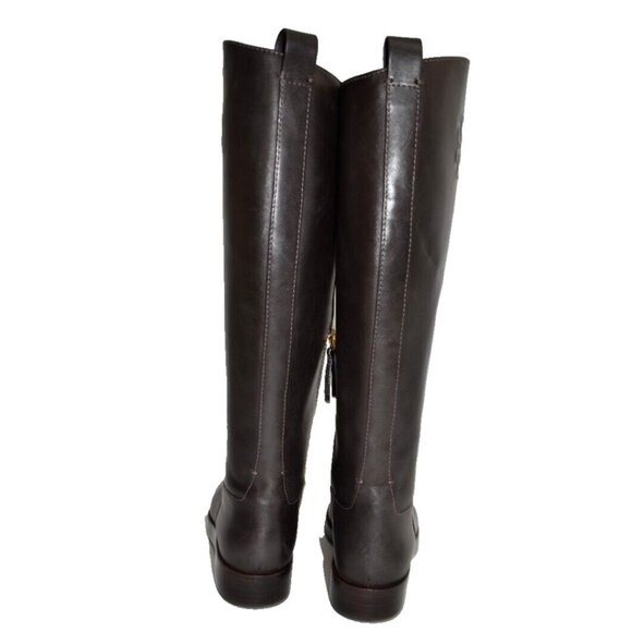 New! Tory Burch The Riding Boot Logo Embossed Coconut Brown Sz 8.5M 141232 DD388 - Picture 6 of 8